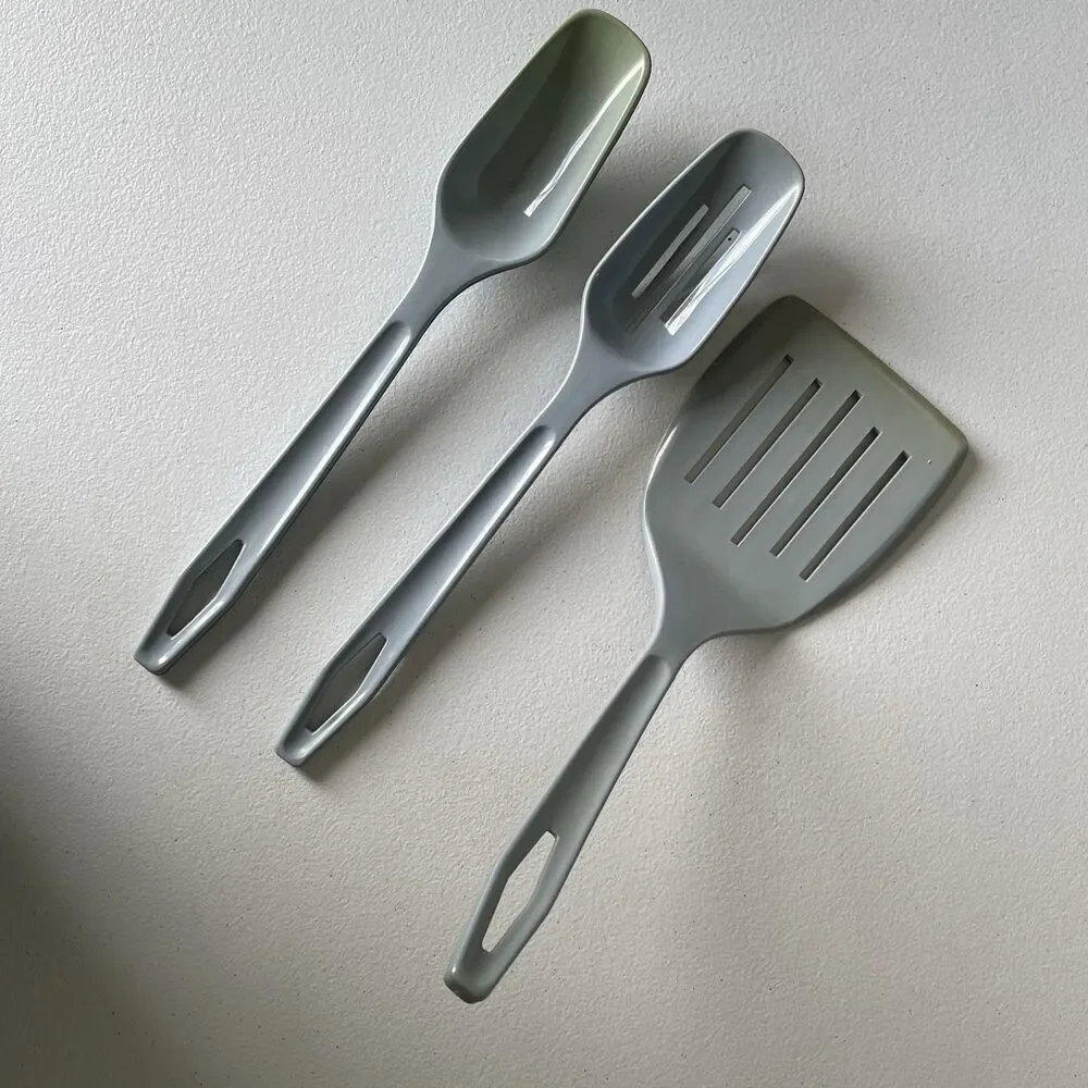 Vintage King Kraft Nylon Slatted Spatula Turner Cooking Spoons Blue Lot of 3 USA